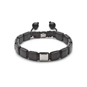 10 mm Lock Black Square 18K Whitegold Bracelet w. Diamond