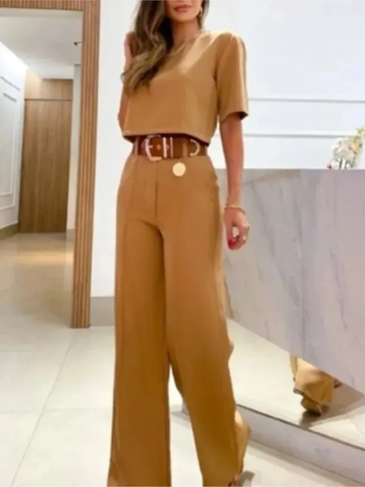 2024 Summer Women Casual Crop Top and Long Pants Tracksuit