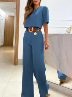 2024 Summer Women Casual Crop Top and Long Pants Tracksuit