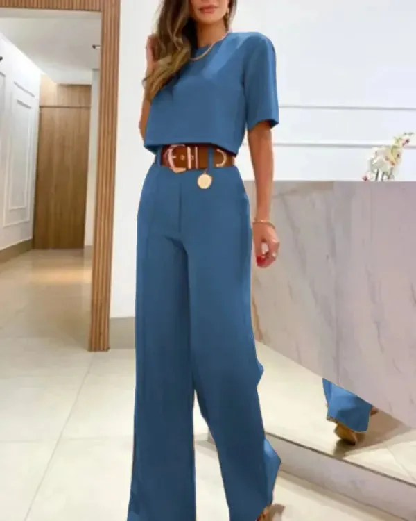 2024 Summer Women Casual Crop Top and Long Pants Tracksuit