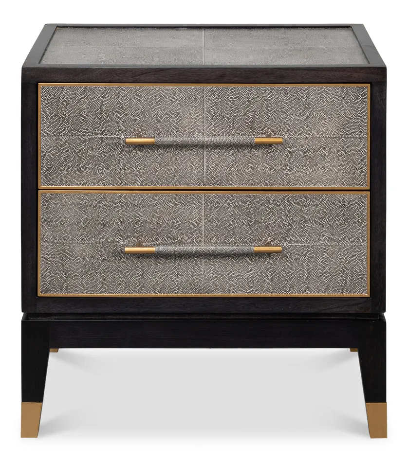 Antique Grey Leather Clad Nightstand