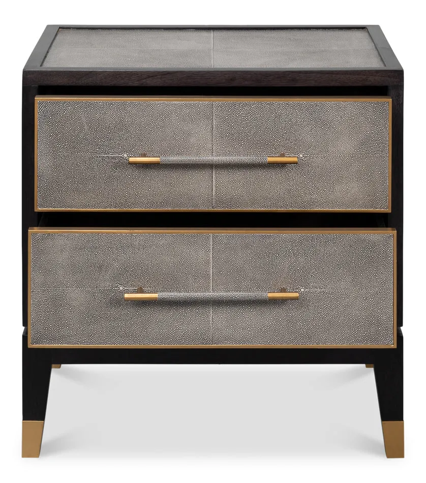 Antique Grey Leather Clad Nightstand