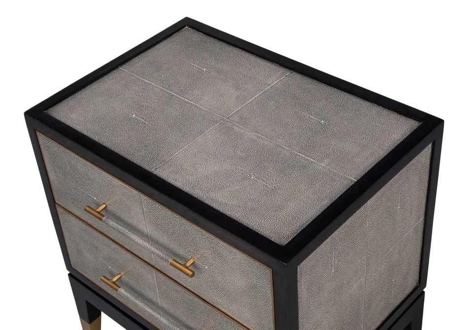 Antique Grey Leather Clad Nightstand