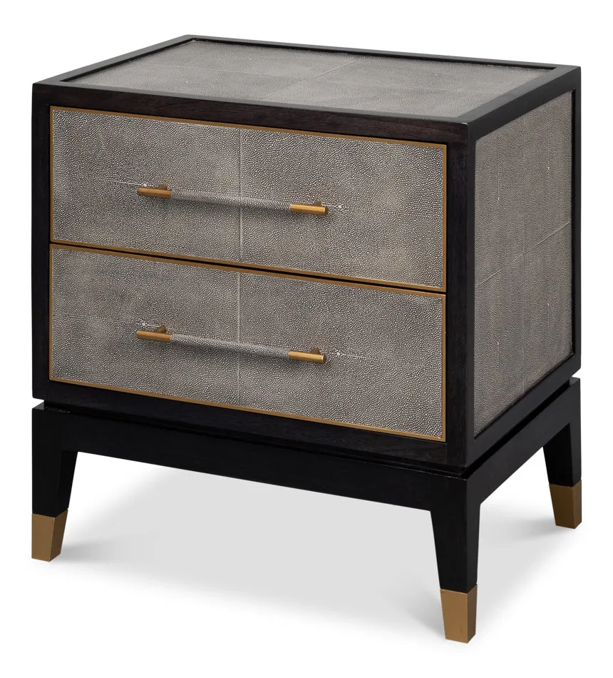 Antique Grey Leather Clad Nightstand