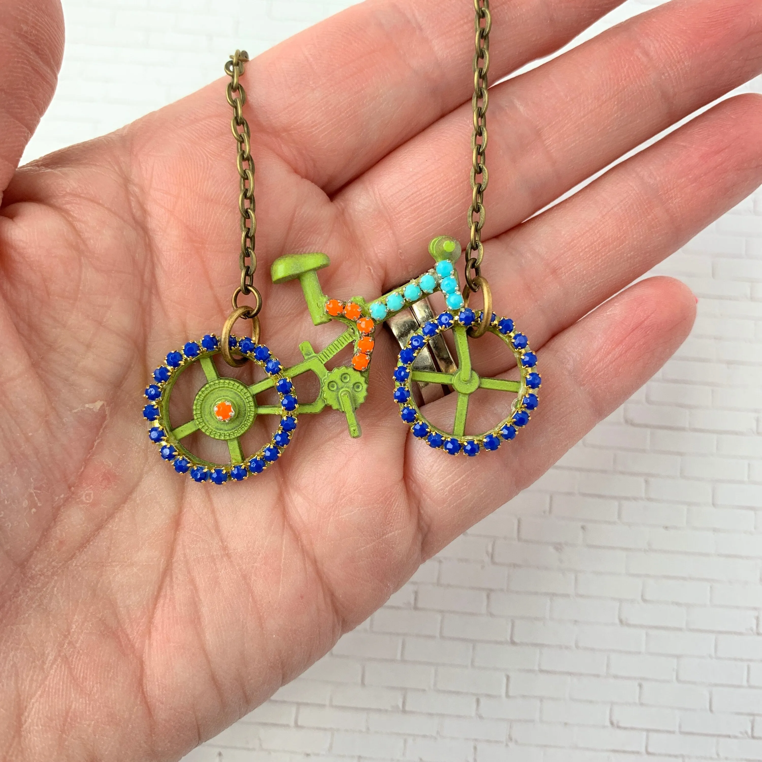 Bling Bicycle Pendant Necklace