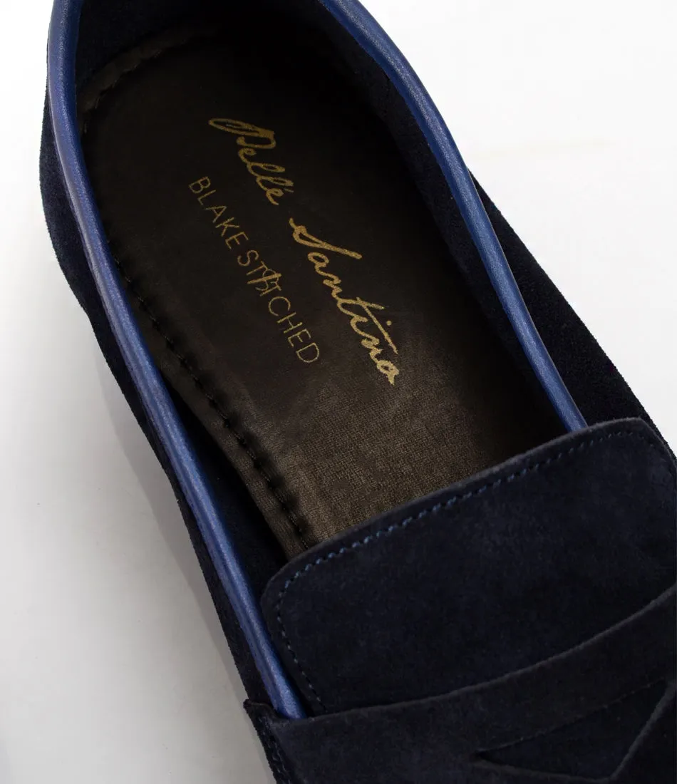 Blue Suede Penny Loafers - Ultra-Flex