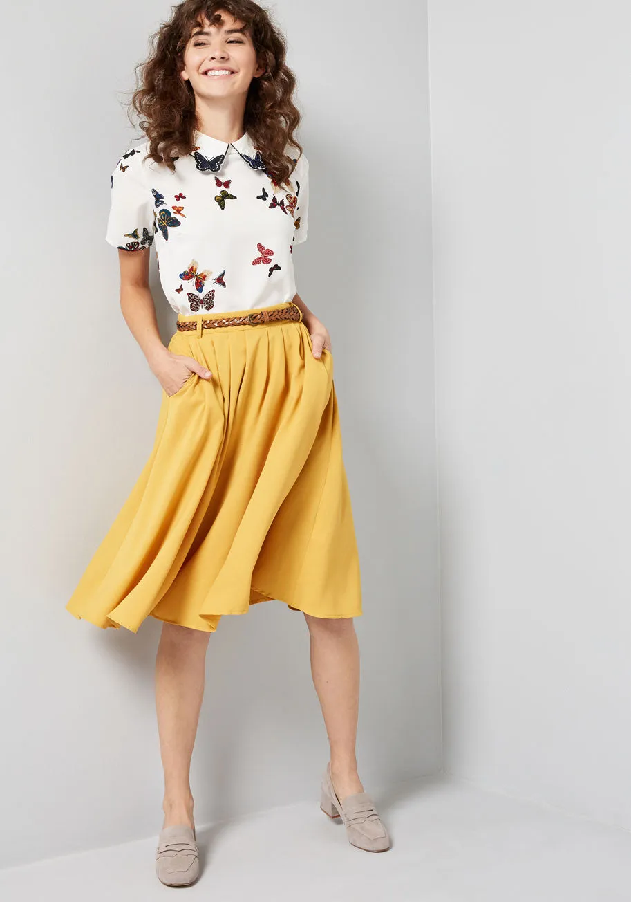 Breathtaking Tiger Lilies Midi Skirt