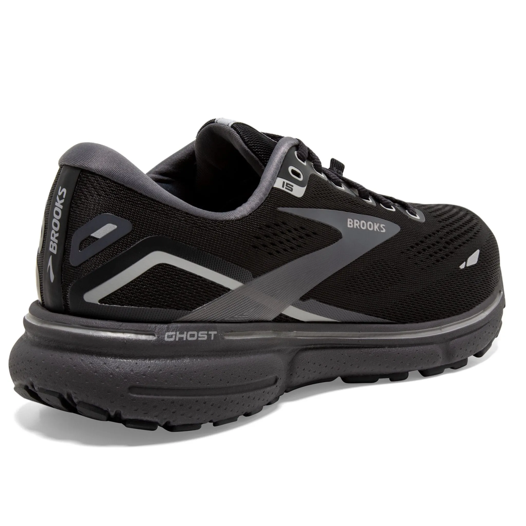 Brooks Men's 110394 022 Ghost 15 GTX Black Blackened Alloy Cushion Neutral Waterproof Running Shoes