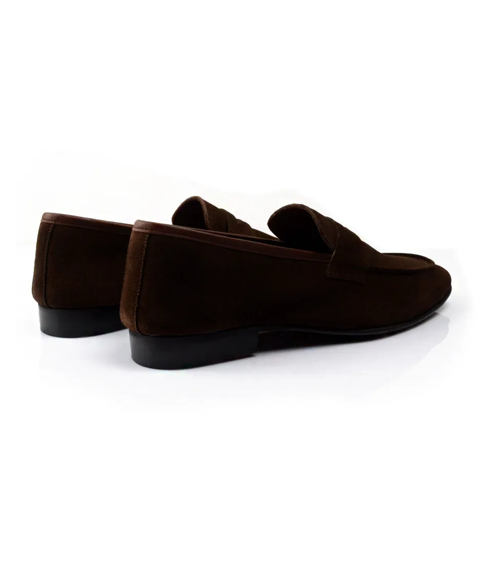 Brown Suede Penny Loafers - Ultra-Flex