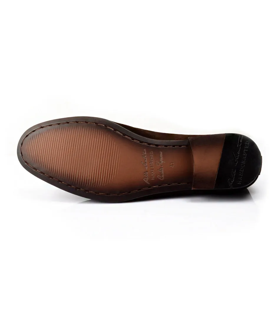 Brown Suede Penny Loafers - Ultra-Flex