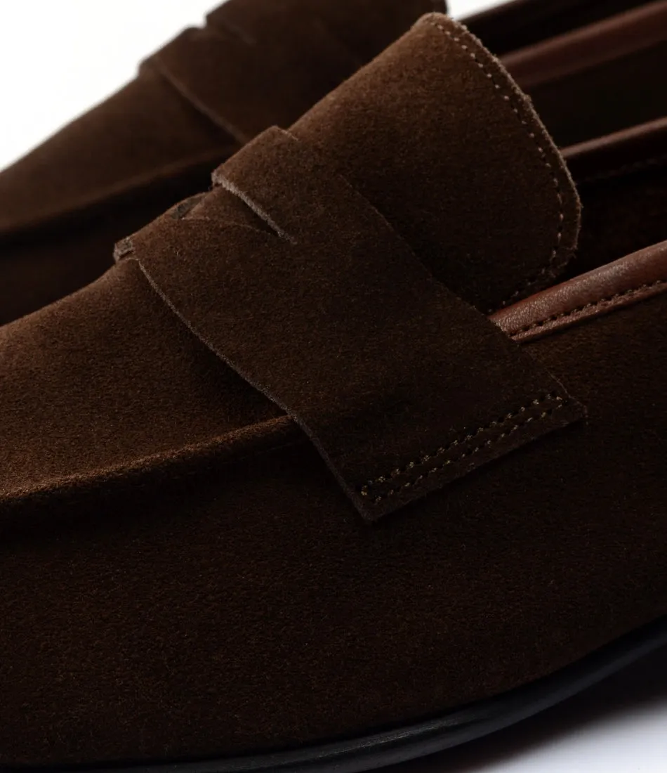 Brown Suede Penny Loafers - Ultra-Flex