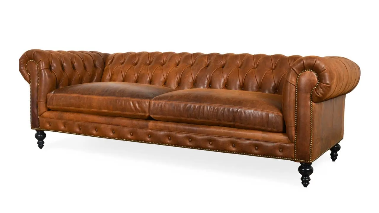 Classic Chesterfield 3 Seater Genuine Leather Sofa