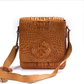 Crocodile Crossbody Bag for Men,Small Shoulder Bag Messenger Bag for Cell Phone,Neck Pouch Bag Passport Holder