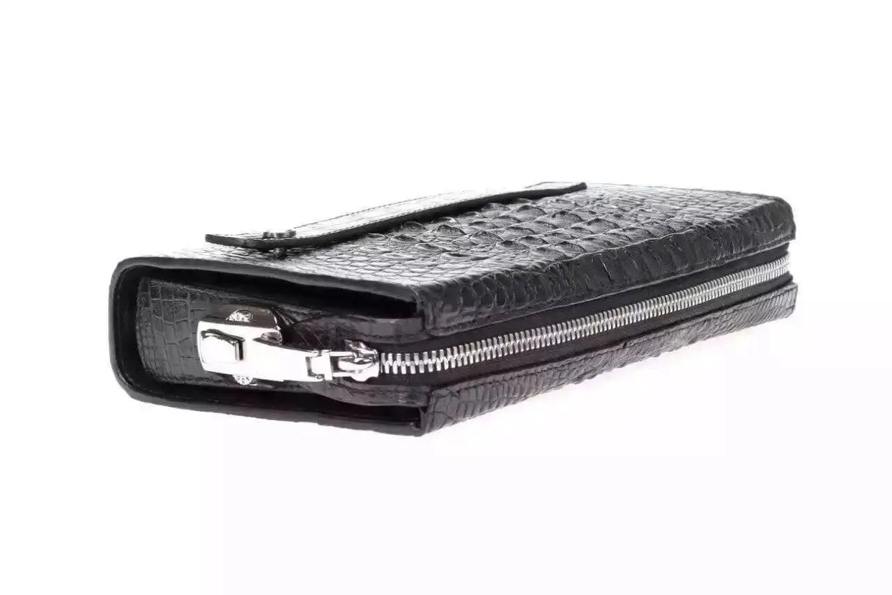 Crocodile Leather Men Knucklebox Luggage Locks  Zipper Business Long Password Lock Clutch