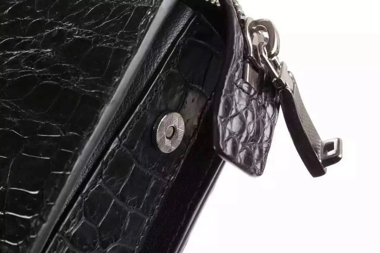 Crocodile Leather Men Knucklebox Luggage Locks  Zipper Business Long Password Lock Clutch