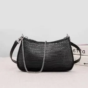 Crocodile Leather Underarm With Chain Shoulder Strap Bag