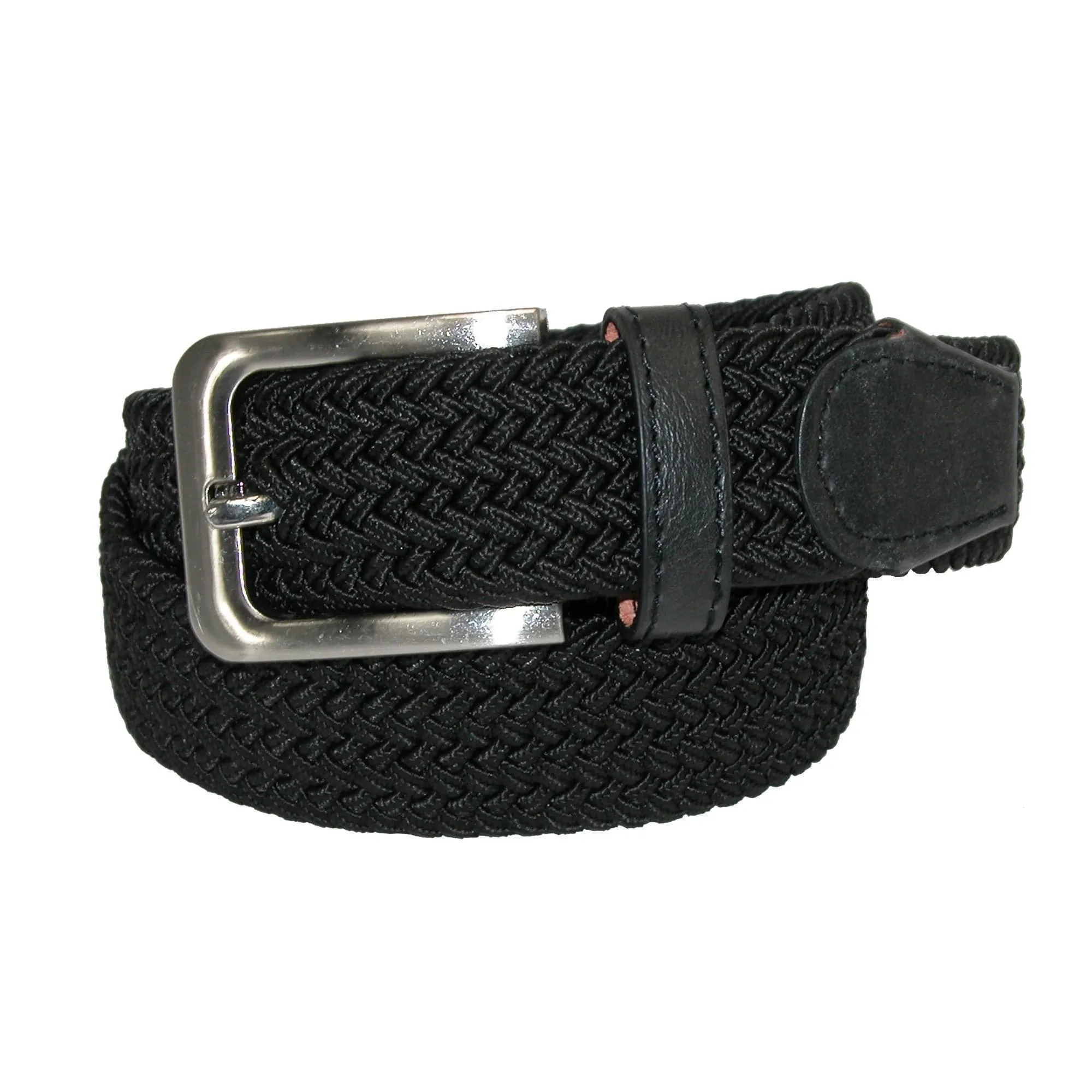 CTM® Men's Elastic Braided Stretch Belt with Silver Buckle