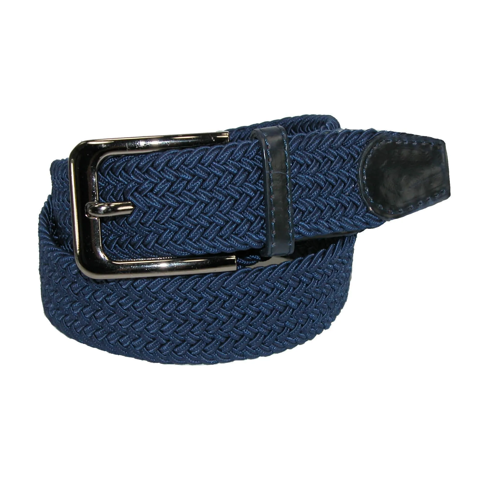 CTM® Men's Elastic Braided Stretch Belt with Silver Buckle