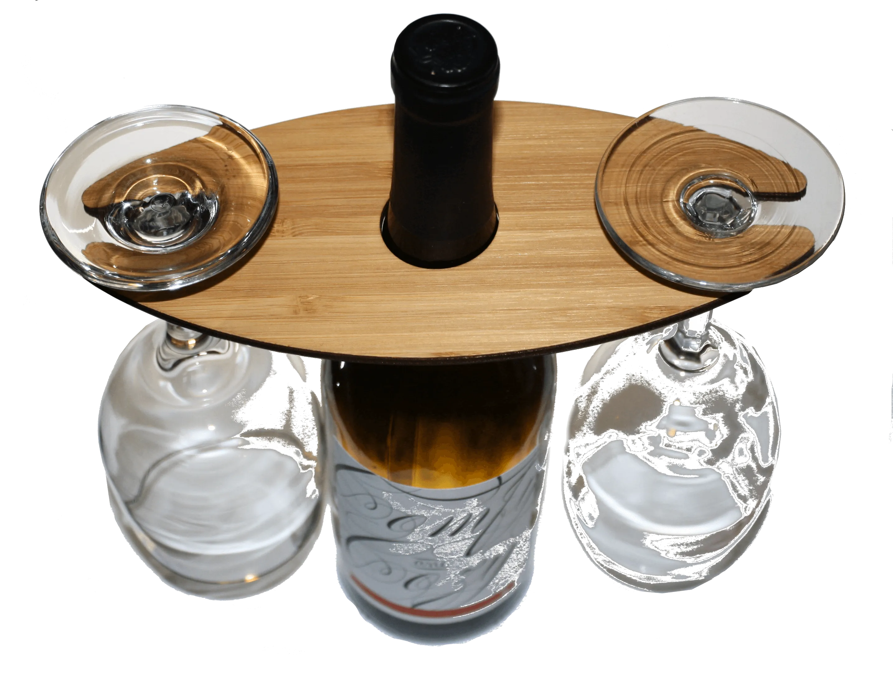 Customizable Wooden Wine Glass Caddy - Two Glass