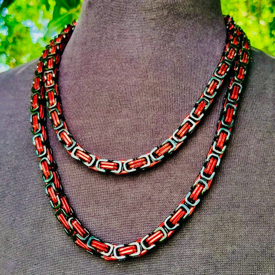 Daytona Necklace - Red & Black - Deluxe - 1/4 inch wide