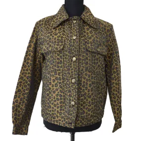 FENDI Vintage Leopard Pattern Long Sleeve Jacket Brown Black AK31694d