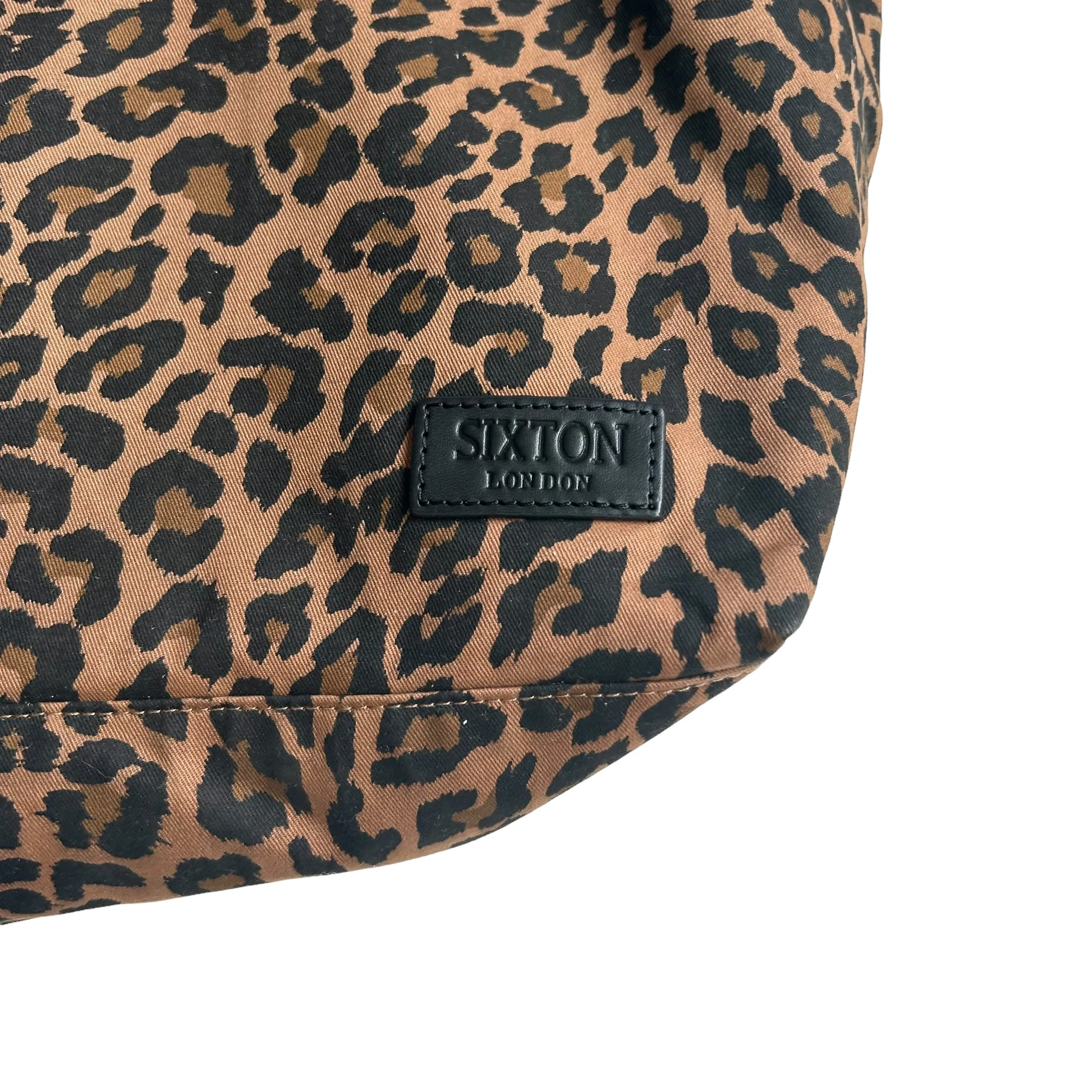 Large brown leopard print tote bag