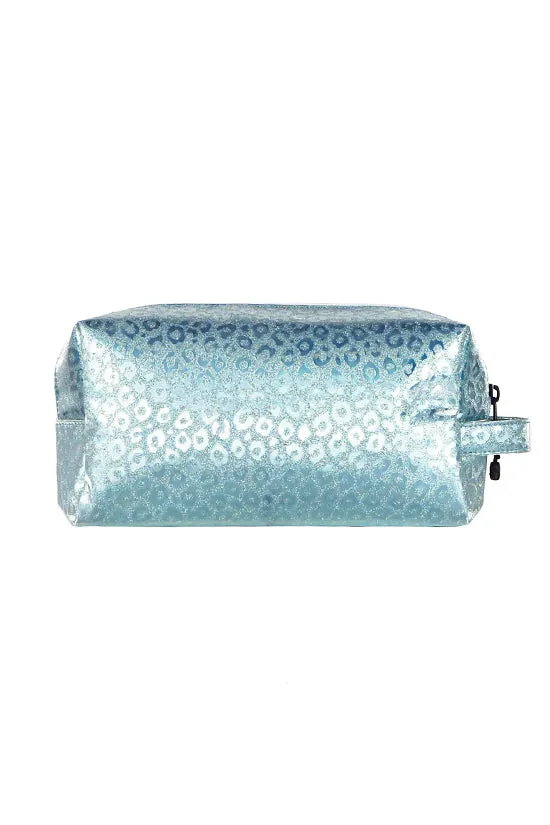 Leopard in Pixie Dust Rebel Makeup Bag with White Zipper