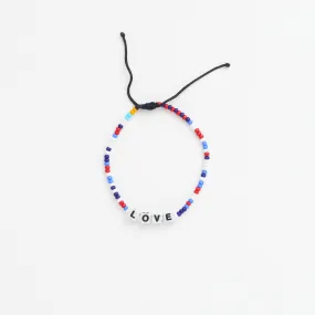 LOVE Letter Bead Single Strand Bracelet -  Red/White/Blue