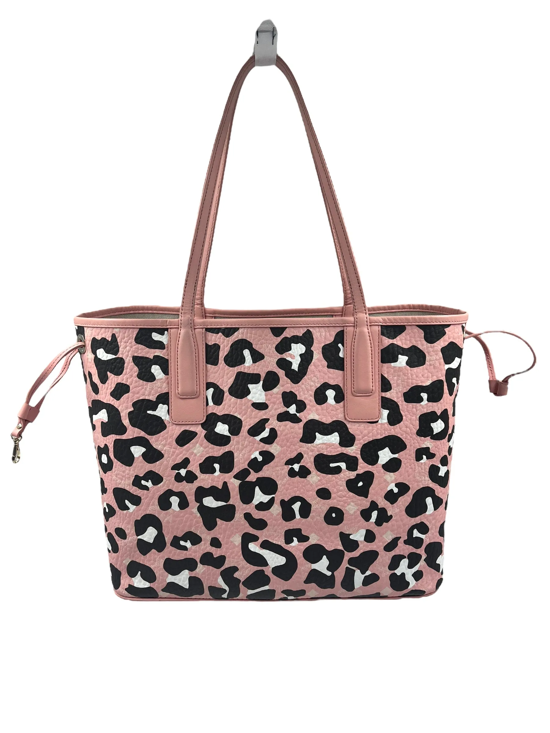 MCM Pink Leopard Print Medium Aren Shopper Tote