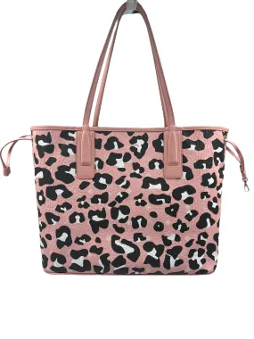 MCM Pink Leopard Print Medium Aren Shopper Tote