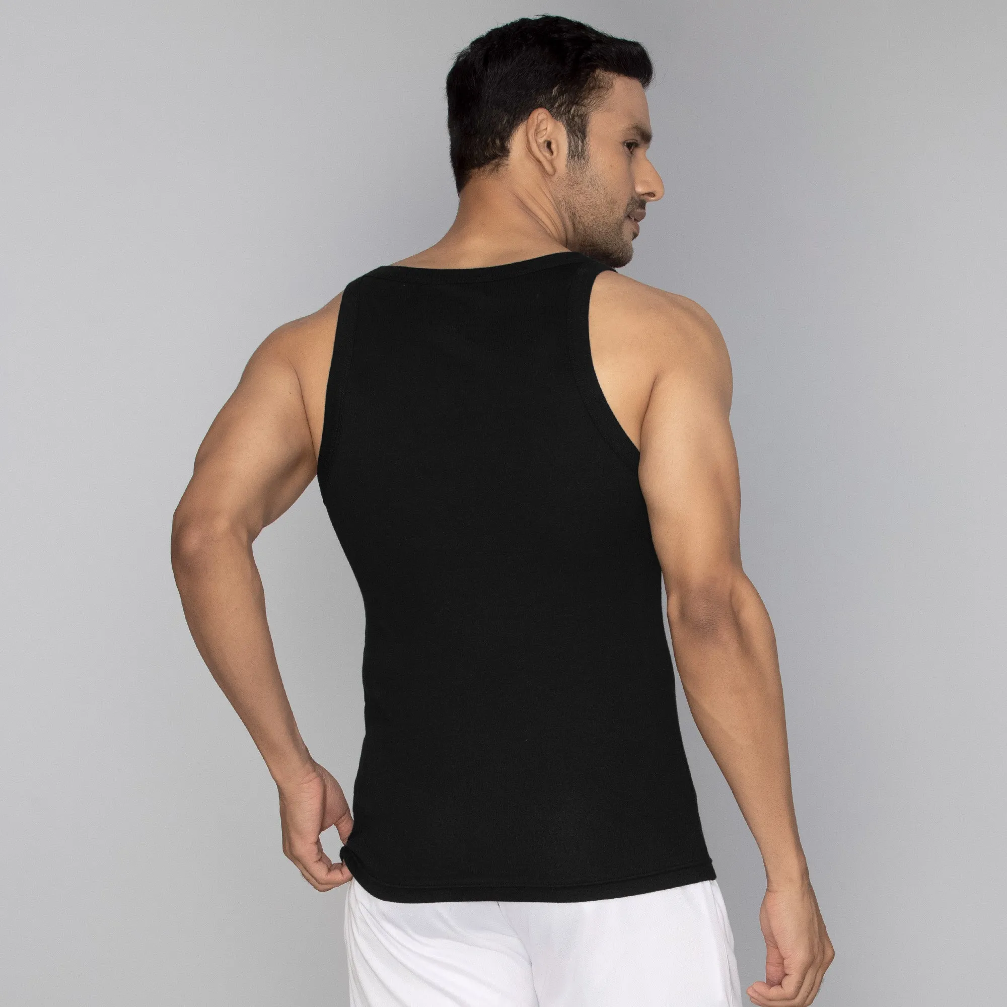 Pace Super Combed Cotton Vest Black Knight