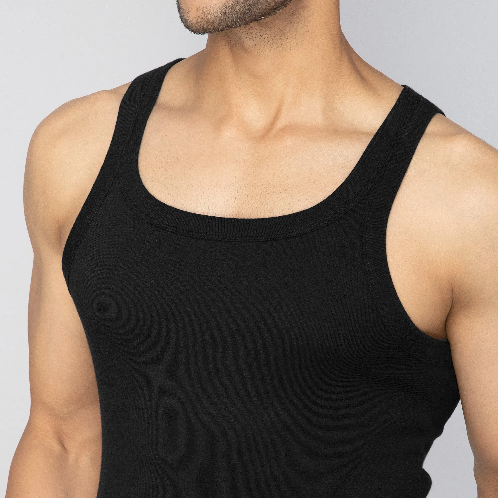 Pace Super Combed Cotton Vest Black Knight