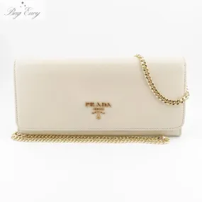 PRADA Saffiano Leather Wallet on Chain