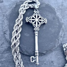 "Key" - Skeleton Key Pendant - Rope Necklace or Omega - PEN485