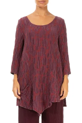 Side Pocket Merlot Circle Silk Linen Tunic