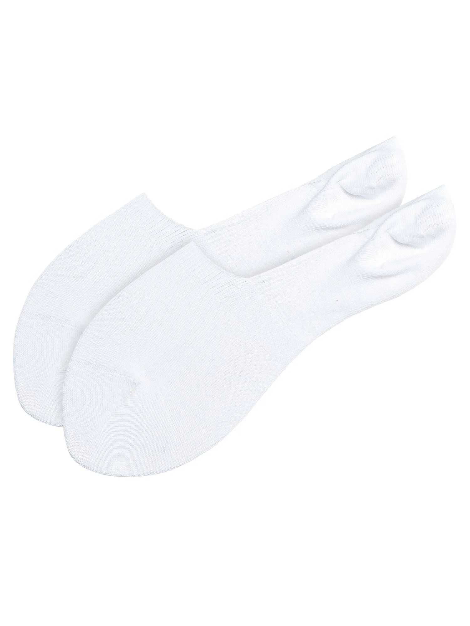 White Solid Non-Slip No Show Socks For Men